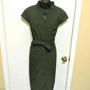 Charcoal Grey Button up Work Dress